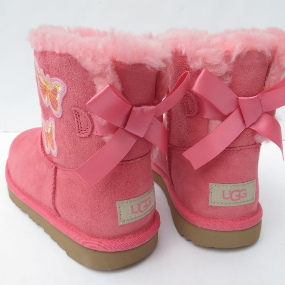 UGG Australia Boots Kids 4 NEW Mini Bailey Bow II Butterfly TEAR Pink NIB - Picture 8 of 12